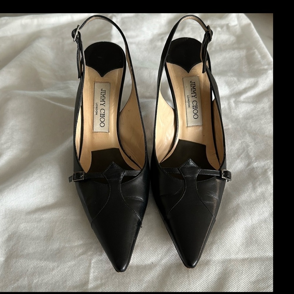 JIMMY CHOO leather buckle sling back - Picture 6 of 9